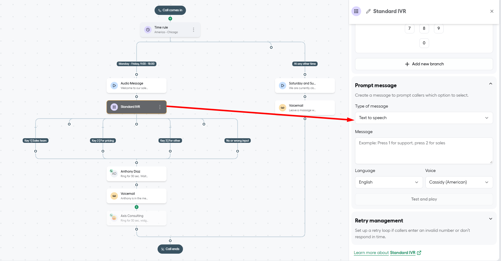 aircall call routing smatflow ivr message setup